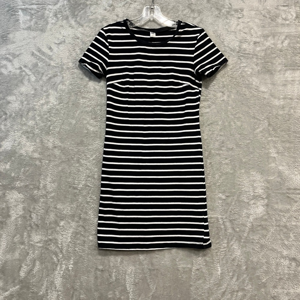 Old Navy T-Shirt Dress Womens S Black White‎ Striped Short Sleeve Mini Bodycon